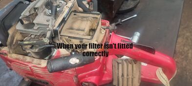 Mower filter not fitted correctly